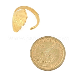 Leaf 304 Stainless Steel Open Cuff Rings for Women&nbsp;RJEW-G338-06G