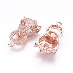 Brass Micro Pave Cubic Zirconia Links&nbsp;ZIRC-F061-13G