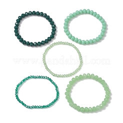 5Pcs 5 Styles Faceted Round Glass Beaded Stretch Bracelet Sets&nbsp;BJEW-JB10423-06