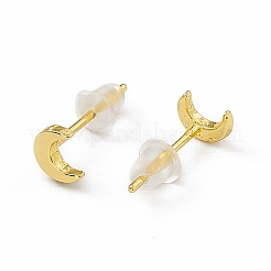 Brass Tiny Crescent Moon Stud Earrings for Women&nbsp;EJEW-P211-09G