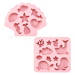 2Pcs 2 Styles Sea Animal Food Grade Silicone Molds&nbsp;SIL-TA0002-16