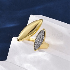 Brass Micro Pave Clear Cubic Zirconia Cuff Rings for Women&nbsp;RJEW-H248-06G