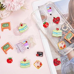 32Pcs 8 Styles School Theme Opaque Resin Cabochons&nbsp;CRES-SC0002-51