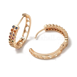 Brass Micro Pave Colorful Cubic Zirconia Hoop Earrings&nbsp;EJEW-M238-70KCG
