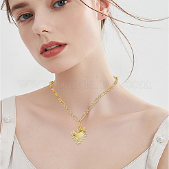 Brass Micro Pave Clear Cubic Zirconia Sun Heart Pendant Link Chain Necklaces&nbsp;NJEW-HS00021