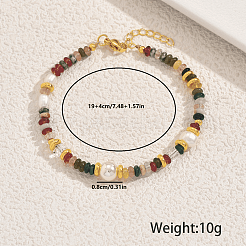 Bohemian Rondelle Natural Stone & Freshwater Pearl & Glass Beaded Bracelets for Women&nbsp;NB8637