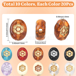 200Pcs 10 Colors Opaque & Transparent Acrylic Metal Enlaced Beads&nbsp;OACR-SC0002-69