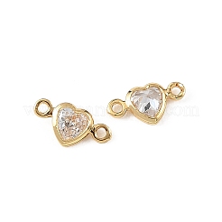 SHEGRACE Brass Pave Clear Cubic Zirconia Heart Connector Charms&nbsp;XGRQ2O671-448G