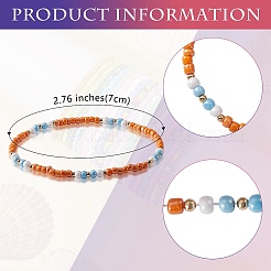 Candy Color Glass Seed Beads Stretch Anklets Set for Girl Women&nbsp;AJEW-SW00003