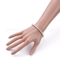 Handmade Polymer Clay Heishi Beads Stretch Bracelets&nbsp;BJEW-JB05300-03