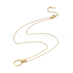 Interlocking Double Oval Pendant Necklace&nbsp;NJEW-G074-18G
