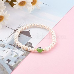 Natural Pearl Stretch Beaded Bracelets&nbsp;BJEW-JB06163-03