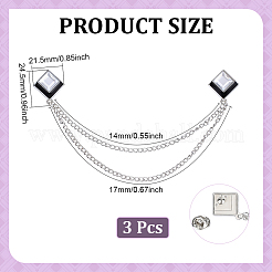 3Pcs Square Alloy Tie Clips&nbsp;AJEW-ME0002-89
