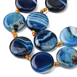 Natural Striped Agate/Banded Agate Coin Beads Strands&nbsp;G-NH0040-01H