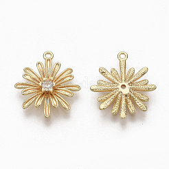 Brass Micro Pave Clear Cubic Zirconia Pendants&nbsp;ZIRC-Q021-008G-NF