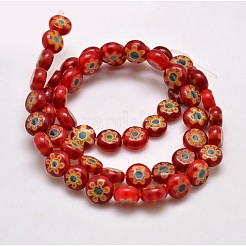 Handmade Millefiori Glass Flat Round Bead Strands&nbsp;LK-P011-02
