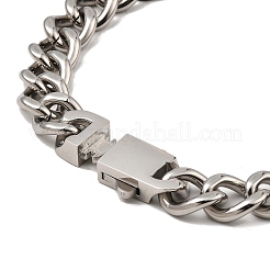 Non-Tarnish 304 Stainless Steel Cuban Link Chain Bracelet&nbsp;NJEW-D050-02B-P