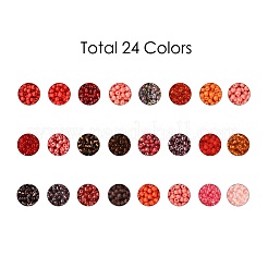 Red Series 600G 24 Colors Glass Seed Beads&nbsp;SEED-JP0008-02-4mm
