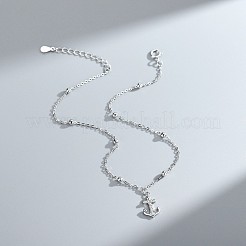 Anchor Brass Micro Pave Clear Cubic Zirconia Charm Anklets for Women&nbsp;FS-WGF32C0-01