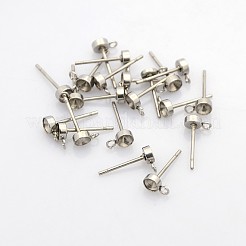 Non-Tarnish 304 Stainless Steel Stud Earring Settings&nbsp;STAS-N036-01