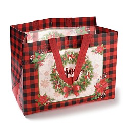 Christmas Theme Tartan Non-woven Fabric Gift Tote Bags with Handle&nbsp;LS-ABAG-G017-01D