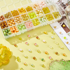 24 Color Imitation Pearl & Crackle & Transparent & Opaque Glass Beads&nbsp;GLAA-PH0002-89A