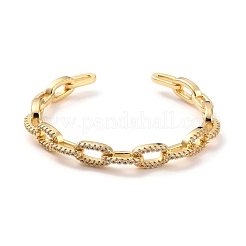 Spling Cable Chain-shaped Cubic Zirconia Cuff Bangle&nbsp;BJEW-D448-08G-RS