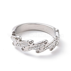 Crystal Rhinestone Oval Bar Finger Ring&nbsp;RJEW-D120-04P