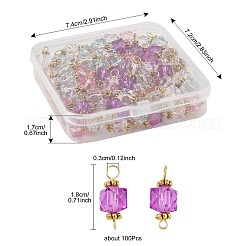 100Pcs Clear Acrylic Faceted Cube Connector Charms&nbsp;PALLOY-FS00042-01