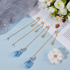 Brass Pave Clear Cubic Zirconia Tassel Stud Earrings&nbsp;EJEW-DR00002