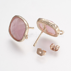 Brass Micro Pave Cubic Zirconia Stud Earring Findings&nbsp;ZIRC-G123-02E-B