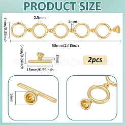 2Pcs Brass Toggle Clasps&nbsp;KK-BC0014-78G