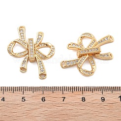 Brass Micro Pave Clear Cubic Zirconia Fold Over Clasps&nbsp;KK-B125-02G