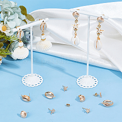 12Pcs 3 Style Shell & Starfish Shape Brass Stud Earring Findings&nbsp;KK-BBC0012-74