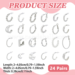 24 Pairs Zinc Alloy Stud Earring & Hoop Earring Sets&nbsp;EJEW-UN0005-42A