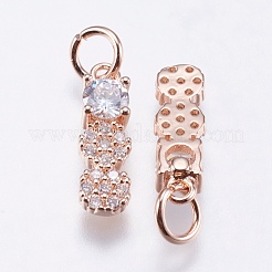 Brass Micro Pave Cubic Zirconia Pendants&nbsp;RB-I077-13RG-RS
