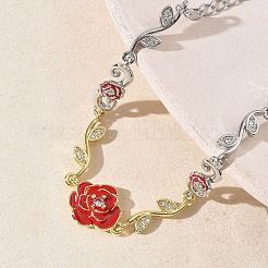 Brass Micro Pave Clear Cubic Zirconia Link Chain Bracelets for Women&nbsp;BJEW-C156-05GP