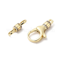 Brass Micro Pave Clear Cubic Zirconia Lobster Claw Clasps&nbsp;KK-Z137-17G
