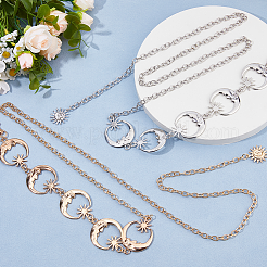 2Pcs 2 Colors Moon & Star Zinc Alloy Waist Body Chains&nbsp;AJEW-HS0001-12