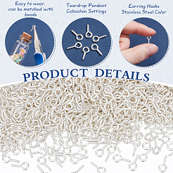 1000Pcs Iron Screw Eye Pin Peg Bails&nbsp;IFIN-ME0001-11S