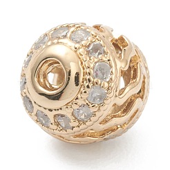 Brass Micro Pave Clear Cubic Zirconia Beads&nbsp;ZIRC-O042-04G