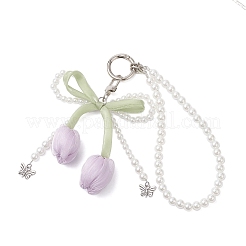 2Pcs 2 Colors Cloth Double-head Tulip & Alloy Pendant Decorations&nbsp;HJEW-JM04394