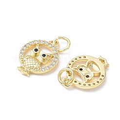 Brass Micro Pave Cubic Zirconia Pendants&nbsp;KK-L253-09G