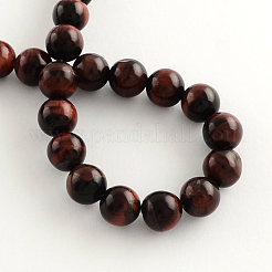 Dyed & Heated Natural Red Tiger Eye Round Gemstone Beads Strands&nbsp;G-R256-6mm