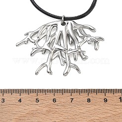 Summer Beach 304 Stainless Steel Coral Shape Pendant Adjustable Black Waxed Cord Necklaces for Women&nbsp;SA-CBAFEB5-04P
