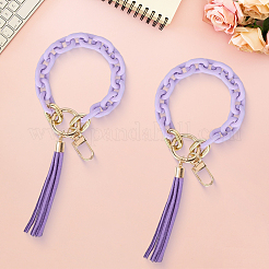 2Pcs Acrylic & Zine Alloy & PU Pendant Decoration&nbsp;KEYC-CL0001-44C