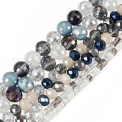 3 Strands 3 Style Electroplate Glass Beads Strands&nbsp;EGLA-TADJ0001-11A