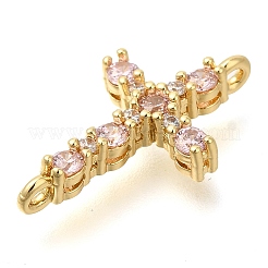 Brass Pave Cubic Zirconia Connector Charms&nbsp;KK-M101-03C-G02