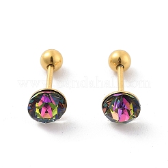 Ion Plating(IP) 2 Pairs 2 Colors Real 14K Gold Plated 304 Stainless Steel Rhinestone Stud Earrings&nbsp;EJEW-P258-08G
