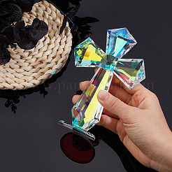 Cross Glass Display Ornaments&nbsp;DJEW-WH0103-021A